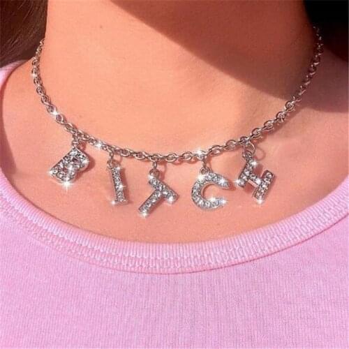 Trendy Crysatl Choker Necklace Bohemian Bitch Letter Pendants Multi-layer Boho Necklaces Fashion Party Gifts Female Jewelry New