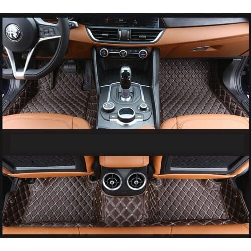 Lsrtw2017 leather car floor mats carpet for Alfa Romeo Stelvio 2015 2016 2017 2018 2019 2020 interior accessories cover auto mat