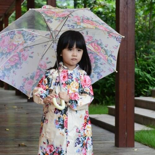 Fashion spring and autumn baby raincoat flower female child raincoat poncho childrens clothing rain gear