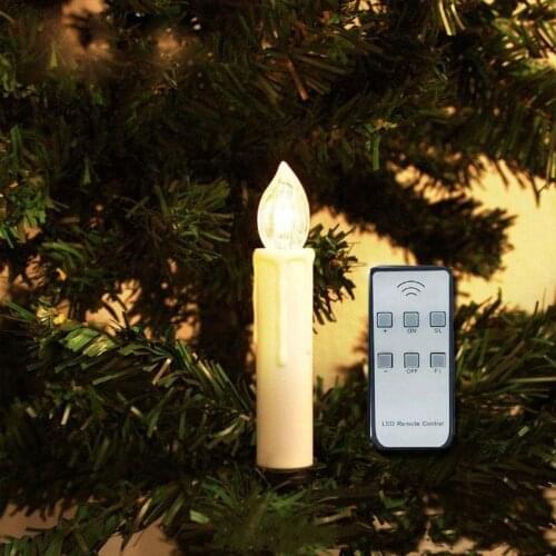 Set of 10 Battery Powered Remote Control LED Christmas Tree Taper Candles w/Controller &Mount clips Birthday/Wedding/Party decor