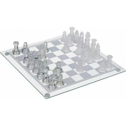 20x20cm Glass Chess Set Pieces Tournament Gift Family Game Entertainment Kids Beginner Large Small Chess Toy