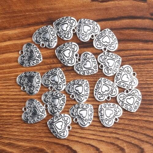 Sweet! Peach Heart Shaped Metal Zinc Alloy Pendant Necklace Retro Alloy Material DIY Handmade Necklace Pendant Jewelry18*19mm