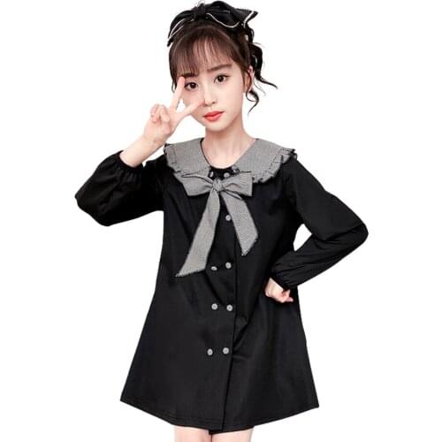 Dress Girl Plaid Pattern Dress For Girl Big Bow Party Dress Child Patchwork Costume For Girls 6 8 10 12 14