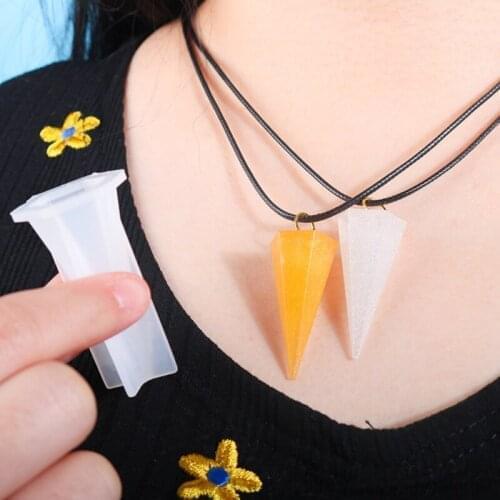 Crystal Epoxy Resin Mold Cone Pendant Casting Silicone Mould DIY Crafts Jewelry Making Tools