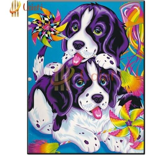 Full square diamond painting Cartoon, Dalmatian little windmill full diamond embroidery 5D rhinestone mosaic diamond inlaid