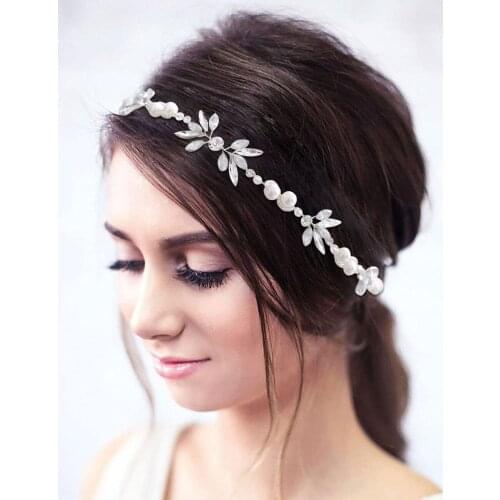 Simplicity Bride Hair Band Rhinestone Pearl Hair Tie Wedding Party Girl Fashion Hair Accessories Leg Band Bracelet Collar HP132