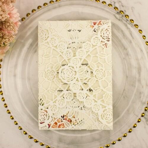 1pcs free shipping Laser Cut flower/leaves hollow gate wedding invitation cards for Bridal shower birthday sweet party cover