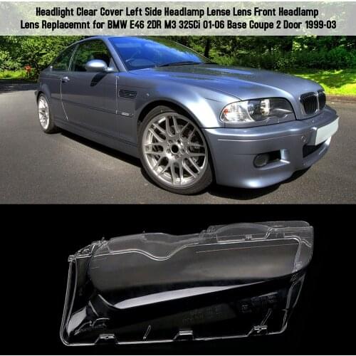 Headlight Clear Cover Headlamp Lense Front Headlamp Lens Replacemnt for BMW E46 2DR M3 325Ci 01-06 Base Coupe 2 Door 1999-03