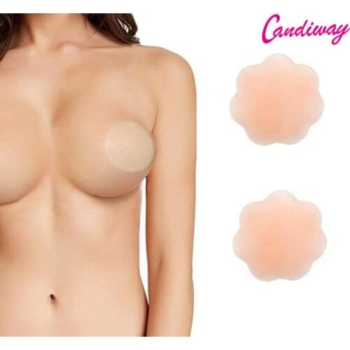 Candiway Silicone Breathable Reusable Adhesive Pasties Invisible Bra Cover Nipple For Women (Flower,Round)