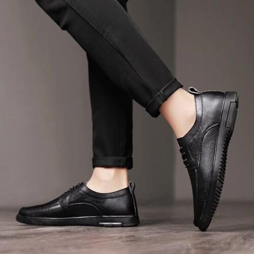 Genuine Leather Men Business Oxford Men Breathable Rubber Formal Dress Shoes Male Office Wedding Flats Footwear Mocassin