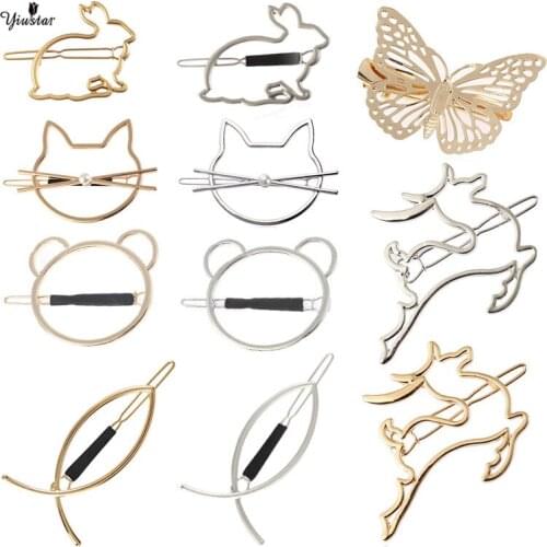 Yiyustar Animals Hair Tiara Barrettes Accessories Rabbit Metal Hair Clip Cats Hair Pins Butterfly Bridal Accessories Jewelry