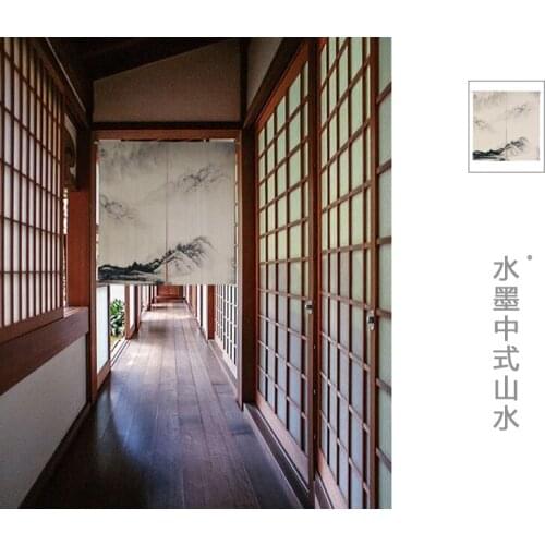 Landscape moutain ink painting curtain cloth art study Chinese wind door curtain porch blinds sitting living room decoration