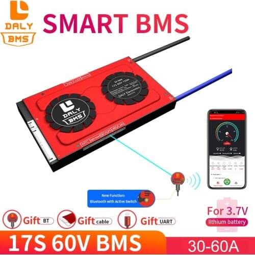 Daly 3.7V 18650 smart BMS 17S 60V 30A 40A 50A 60A Li-ion Lithium Protection Board balance Bluetooth APP PC software R485
