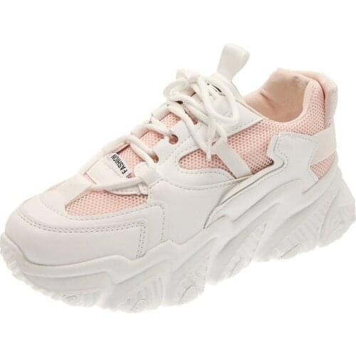 White Leather Chunky Sneakers Women 2021 New Fashion High Quality Women Shoes Wedges Platform Sneakers Ladies Casual Footwear