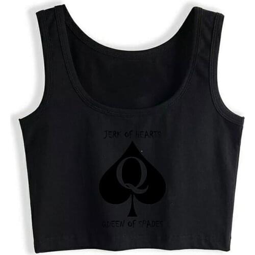 Crop Top Female Queen Of Spades Street White Print Tops Women