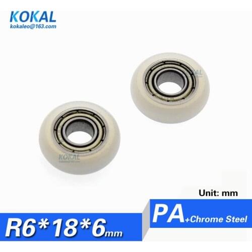 [R0618-6] 1PCS Bread Machine Display cabinet sliding PA Nylon ball bearing wheel round type 6X18X6mm pulley R0618-6 0618TT