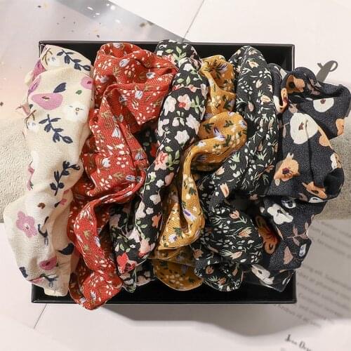 1PC Korea Floral Scrunchies Hair Ties Rope Girls Ponytail Holders Vintage Rubber Band Elastic Hair Band Fashion Hair Accessories