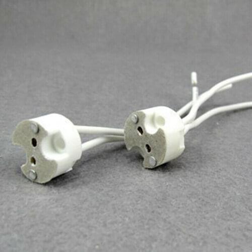 10pcs/pack 1pack 9cm wire connector 220V 2A lamp holder socket halogen LED bulb holder base ceramic and lamb base