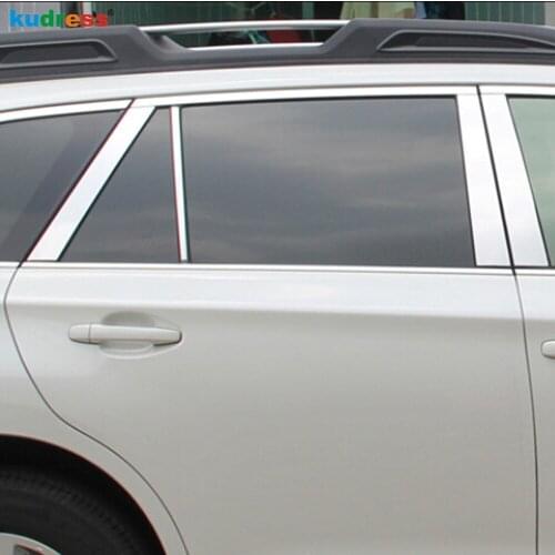 For Subaru Outback 2015 2016 2017 Stainless Steel Window Center Pillar Cover Trim Post Strip Car Styling Accessories 10PCS
