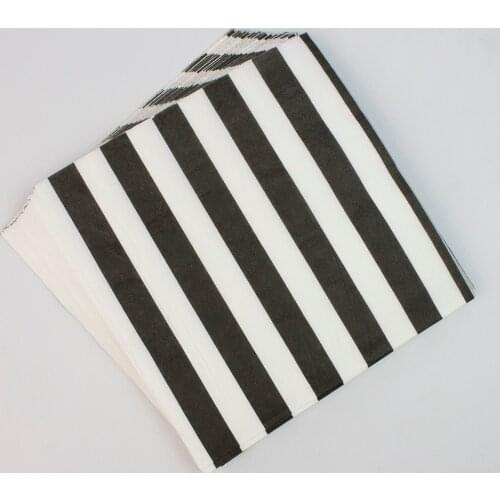 100PCS 6.5” x 6.5” Paper Napkins White Black Stripe Decorative Dinner Luncheon Napkins for Party Events Anniversary Celebration