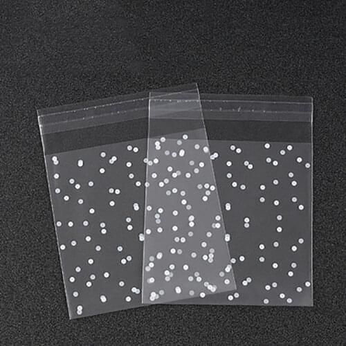 100pcs Transparent Polka Dot Plastic Bag Candy Bar Cookie Gift Bag Wedding Birthday Party OPP Candy Packaging Bag and Sticker