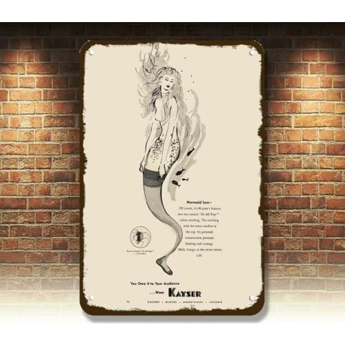 1948 KAYSER NYLON STOCKINGS Vintage Look REPLICA METAL SIGN - SEXY MERMAID