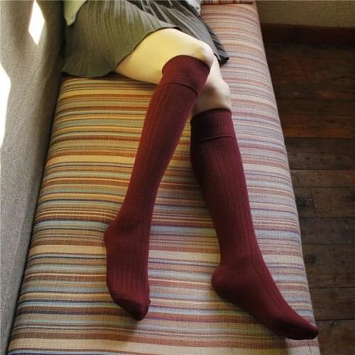 2017 Casual Style New Hot Women Girls about Knee Socks Thigh High Long Cotton Stocking Style Party Street Dancing Knee Sock
