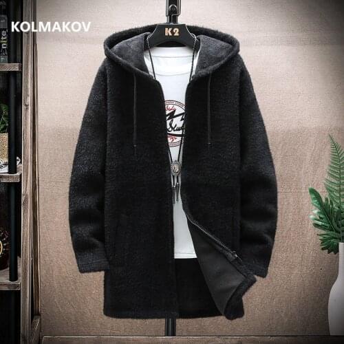 2021 Winter Long style trench Coat Mens Sweaters Cardigan Men Knitted thicken Mens Coat Male Slim Fit Knitting Sweater