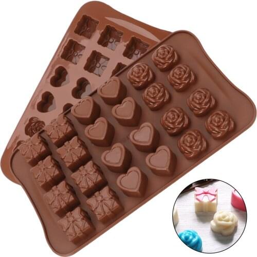 3D Food Mold Silicone Chocolate Mold Jelly and Candy Mold Rose Loving Heart Shapes Non-Stick Silicone Cake Mold