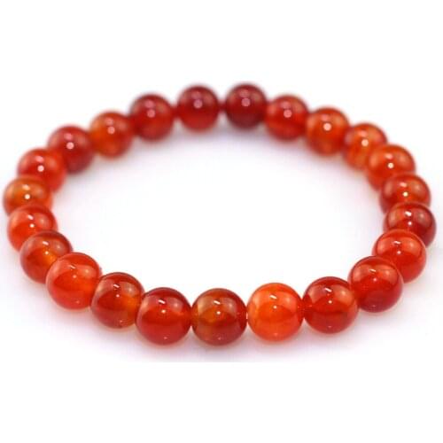 8mm Natural Semi-Precious Stone Red Onyx Blue Dot Stone Stretch Bead Bracelet Bangle Jewellery For Unisex Gift