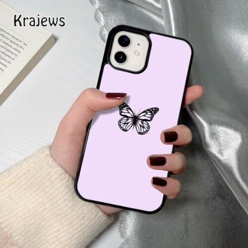 Krajews butterfly purple coque Phone Case for iPhone 12 mini 5 6S 7 8 PLUS X XS XR 11 PRO MAX SE 2020 Back Cover Funda Shell