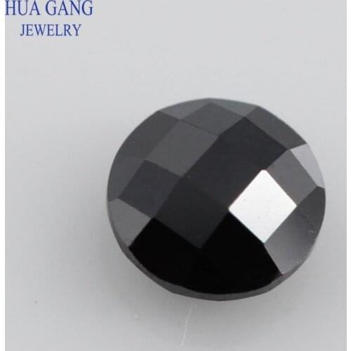 Black Cubic Zirconia Stone Round Double Checkerboard Cut Loose CZ Stone Synthetic Gems For Jewelry Size 2.5~14mm Free shipping