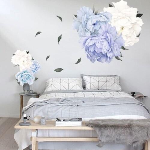 Peony Flower Wall Stickers Living Room Sofa Bedroom Bedside Wall Decorative Sticker Art Wall Mural Decal