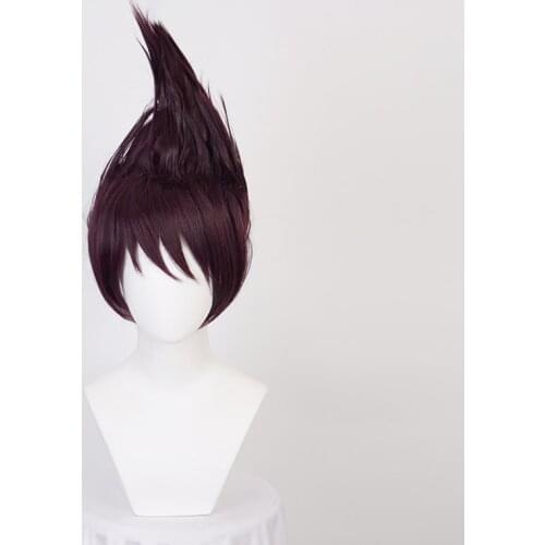 Danganronpa V3: Killing Harmony Momota Dark Purple Short Wig Cosplay Costume Dangan Ronpa Synthetic Hair Party Wigs + Cap