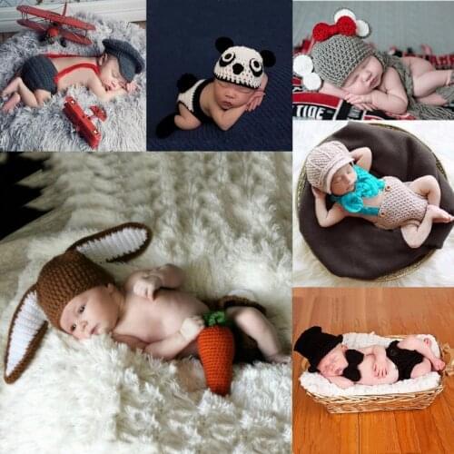 Baby Crocheted Handmade Outfit Newborn Photo Props Baby Girls Boys Photography Costume Accessories