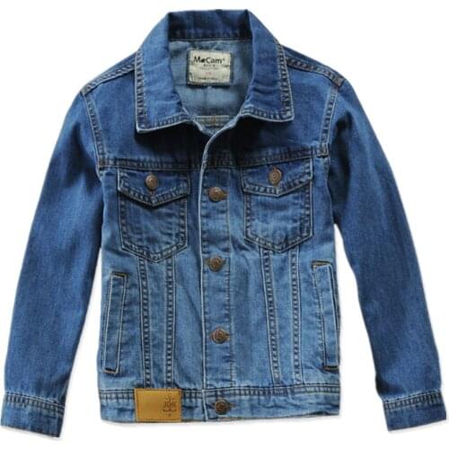 Kids Jean Coat Fashion Solid Design Blue Denim Jacket For Teen Boys 110-160 CM Children Outerwear LM011