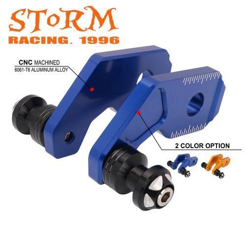 For YAMAHA ​YZF YZ-F R15 CNC Aluminum Scaled Blue Rear Wheel Fork Chain Adjuster Axle Block 2013 2014 2015 2016 2017 2018 2019