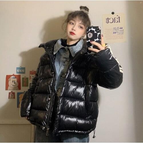 Fad Thicken Cotton-padded Jacket Warm Winter Down Waterproof Coat Women Zipper Parka Glossy Women Cotton Jacket
