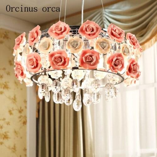 Warm romantic flower crystal chandelier bedroom living room restaurant modern fashionable garden LED Chandelier free shipping