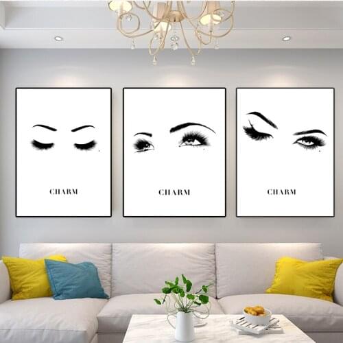 Girl Eyelashes Eyebrows Eye Makeup Canvas Painting Wall Art Nodic Pictures Poster Print for House Beauty Shop Home Decor Cuadros