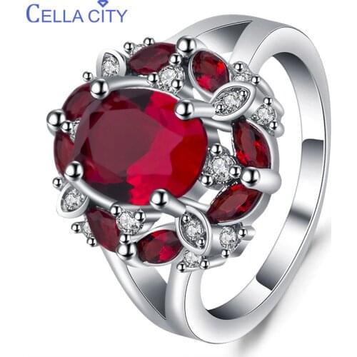Cellacity Silver 925 ring for charm female luxury designer ruby finger ring Sapphire Aquamarine women fine Jewelry Size 6-10