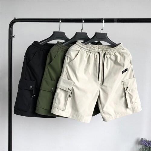 Summer men cotton tooling shorts plus size men casual shorts solid color fashion waist drawstring men board shorts beach shorts