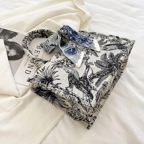 Fashion Large Capacity Women Handbags Shoulder Bags Fashion Crossbody Bag Printed Shopping Bag Pearl Canvas Bag Bolsas Feminina