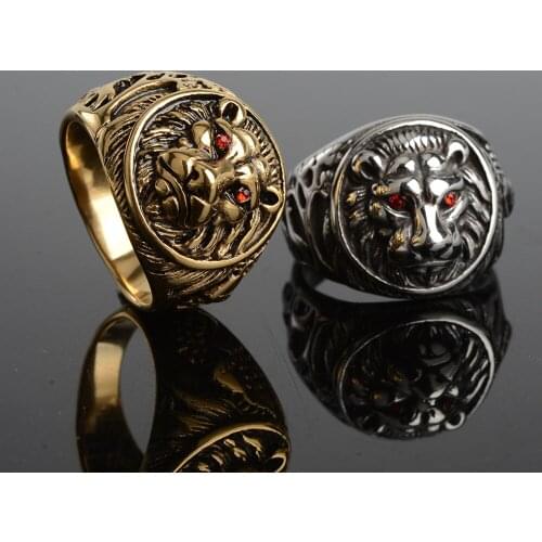 Mens Retro Party Creative Domineering Lion King Crown Punk Hip Hop Jewelry Birthday Boy Exquisite Fashion Wholesale