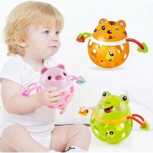 Soft Rubber Juguetes Bebe Cartoon Bee Hand Knocking Rattle Dumbbell Early Educational Toy For Kid Hand Bell Baby Toy 0-12 Months