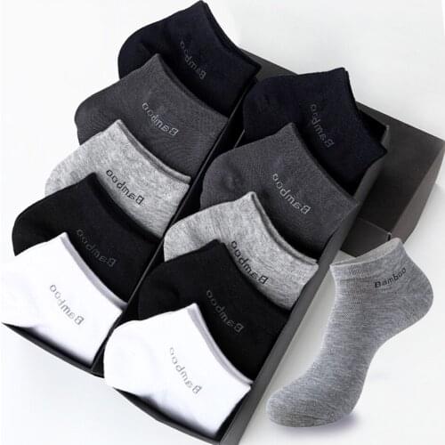 10 Pairs / Pack Mens Bamboo Fiber Socks Short High Quality New Casual Breatheable Anti-Bacterial Man Ankle Socks Men