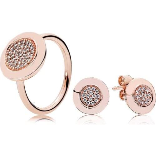 NEW 2018 100% 925 Sterling Silver Rose Signature Ring Gift Set Charms Classic Style Rings Fit DIY Original Jewelry A Set