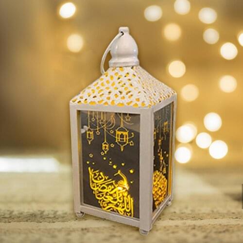 New Ramadan Lantern With LED Ramadan And Eid Decor For Home Iron Glass Hanging Lantern For Party Eid Mubarak Lights