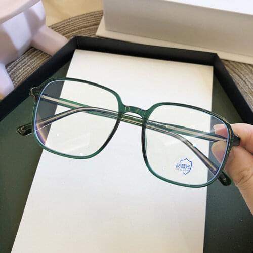 Anti Blue Light Glasses Frame Green Oversized Square Womens Eyeglass Frame Computer Glasses Transparent Vintage Spectacles Men