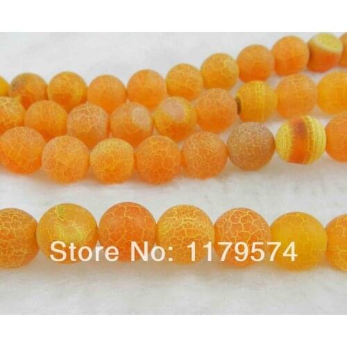 Wholesale and retail New product 8mm Orange Dream Fire Dragon Veins Onyx Round Loose Beads DIY Fashion Jewelry Making 15" WJ346